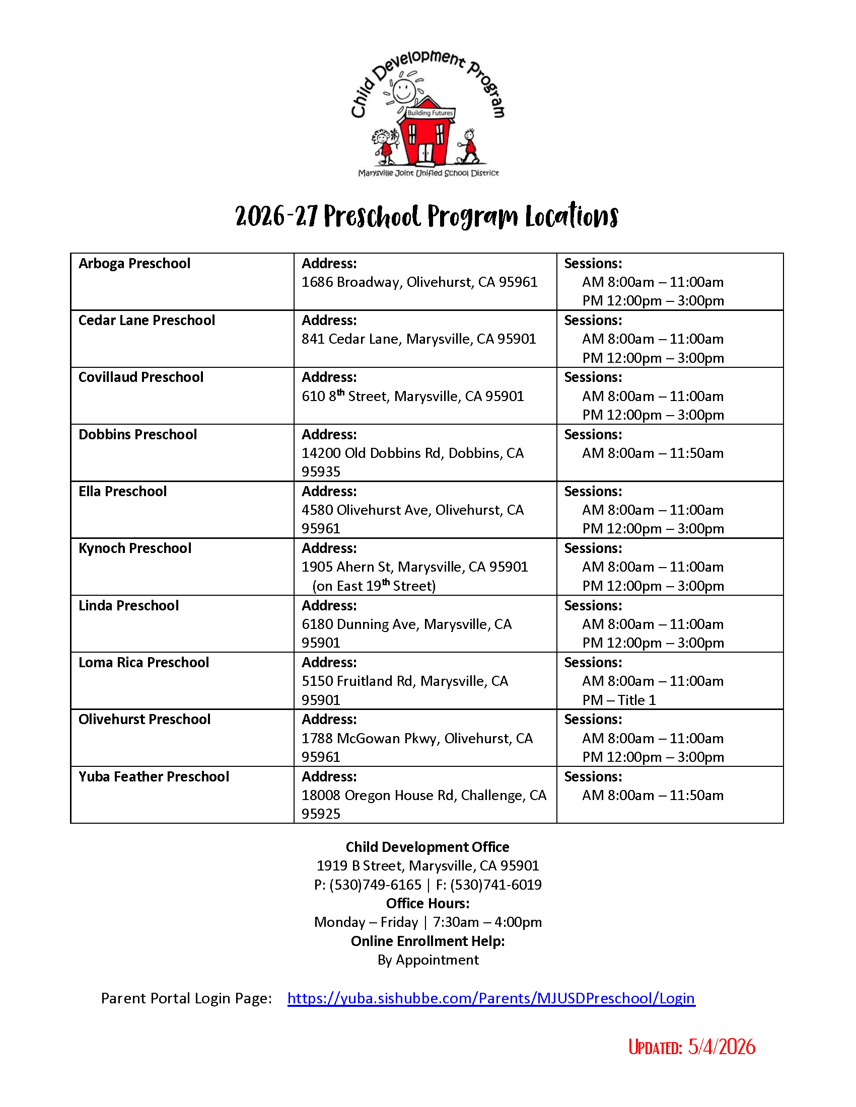 23-24 Preschool Locations